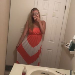 Pink and white maxi dress